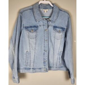 Style & Co Women's Classic Denim Jacket Blue‎ XXL